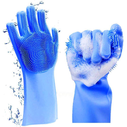 Magic Silicone Rubber Scrubber Gloves for Kitchen