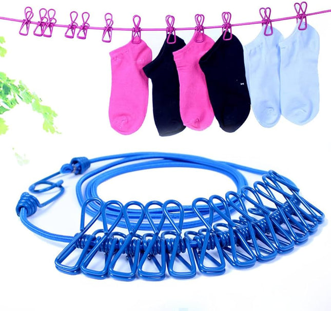 Non-Slip Laundry Drying Rope With 12Clips