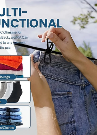 Non-Slip Laundry Drying Rope With 12Clips