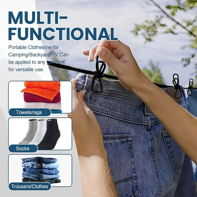 Non-Slip Laundry Drying Rope With 12Clips