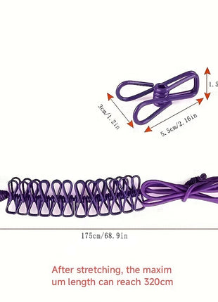 Non-Slip Laundry Drying Rope With 12Clips