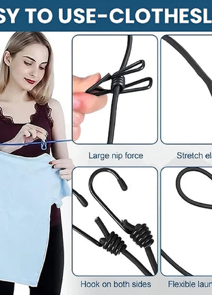 Non-Slip Laundry Drying Rope With 12Clips