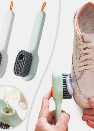 Press Style Shoe Cleaner Brush with Soap Dispenser