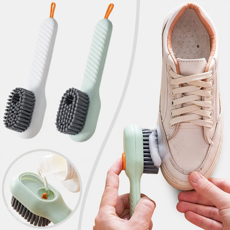 Press Style Shoe Cleaner Brush with Soap Dispenser