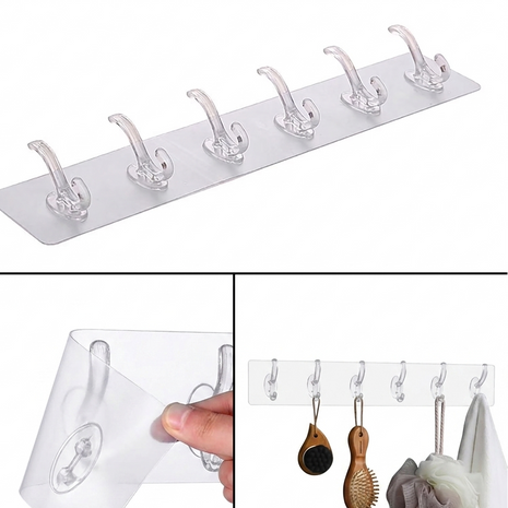 6 Row Multipurpose Hooks Nail-free Wall Hook