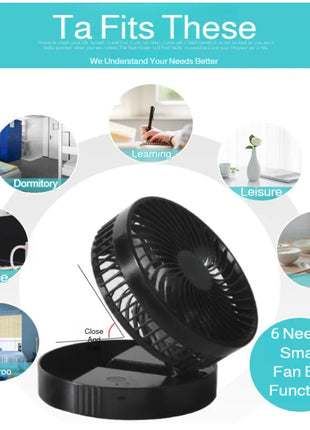 Foldable USB Rechargeable Cooling Fan with Timer