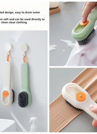 Press Style Shoe Cleaner Brush with Soap Dispenser