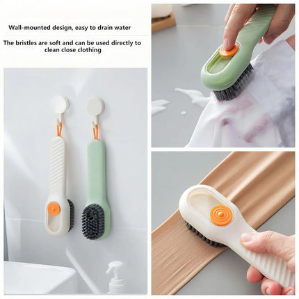 Press Style Shoe Cleaner Brush with Soap Dispenser