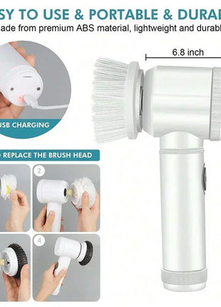 Rechargeable Kitchen Brush with 5 Heads