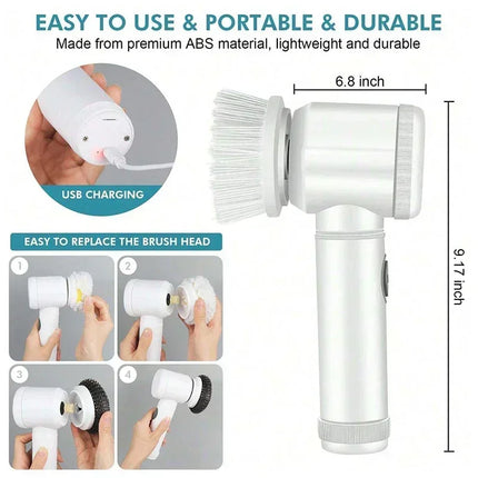 Electric Scrubber Brush with 5 Brush Heads