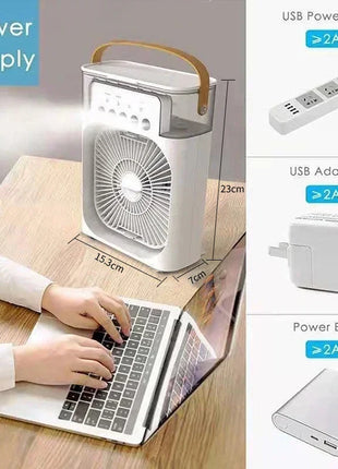 Portable USB Mini Fan 3-in-1 Cooler with Humidifier