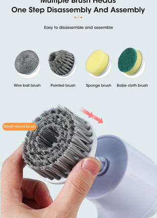Rechargeable Kitchen Brush with 5 Heads