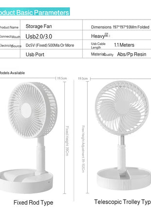 Foldable USB Rechargeable Cooling Fan with Timer