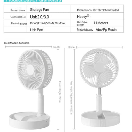 Foldable USB Rechargeable Cooling Fan with Timer