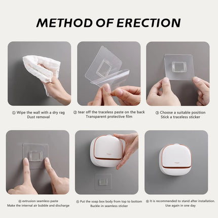 Wall-Mounted Soap Holder with Lid | No Drill | Fast Drain