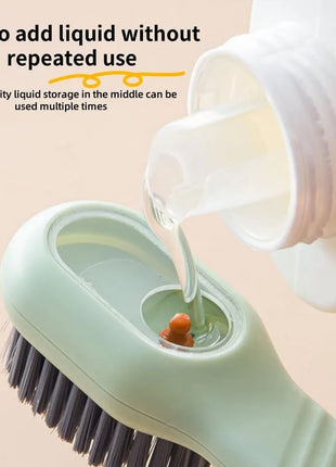 Press Style Shoe Cleaner Brush with Soap Dispenser