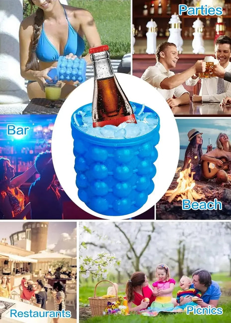 Portable Silicone Ice Cube Maker Bucket