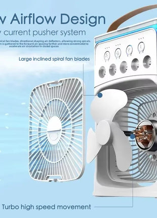 Portable USB Mini Fan 3-in-1 Cooler with Humidifier