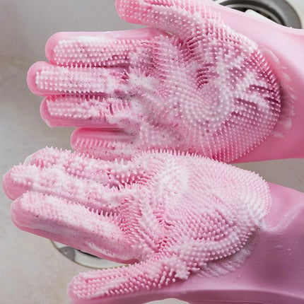 Magic Silicone Rubber Scrubber Gloves for Kitchen