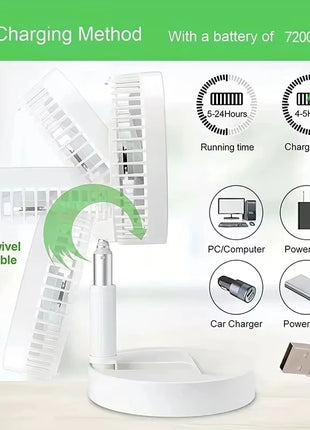 Foldable USB Rechargeable Cooling Fan with Timer