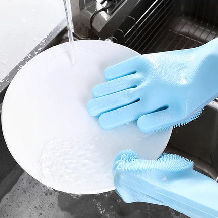 Magic Silicone Rubber Scrubber Gloves for Kitchen
