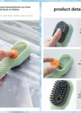 Press Style Shoe Cleaner Brush with Soap Dispenser