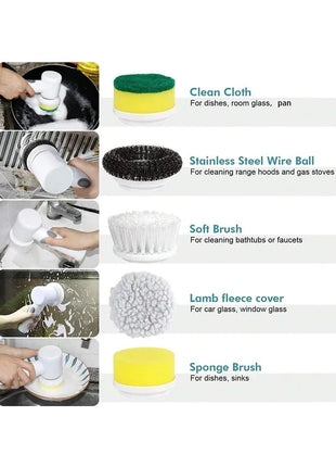 Rechargeable Kitchen Brush with 5 Heads