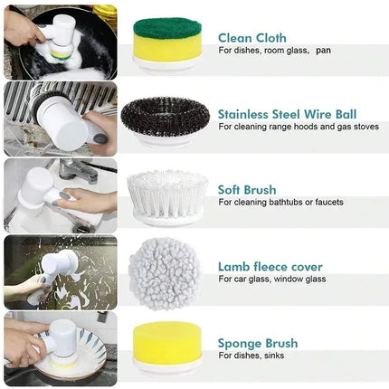 Electric Scrubber Brush with 5 Brush Heads