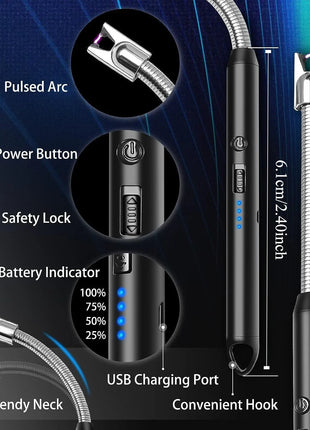 Type-C  Electric Lighter with Long Handle for Kitchen