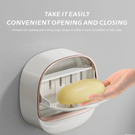 Wall-Mounted Soap Holder with Lid | No Drill | Fast Drain