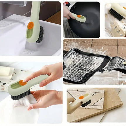 Press Style Shoe Cleaner Brush with Soap Dispenser