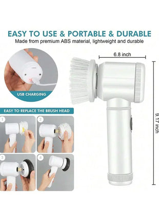 Rechargeable Kitchen Brush with 5 Heads