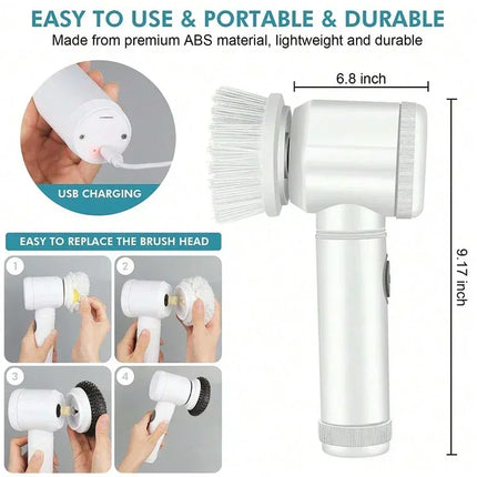 Electric Scrubber Brush with 5 Brush Heads
