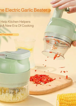 4-in-1 Electric Vegetable Cutter &  Meat Grinder for Kitchen