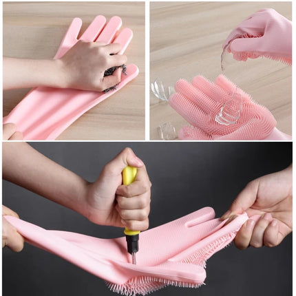 Magic Silicone Rubber Scrubber Gloves for Kitchen
