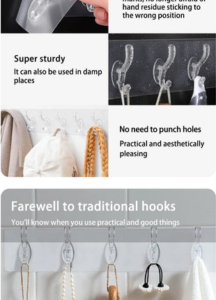 6 Row Multipurpose Hooks Nail-free Wall Hook