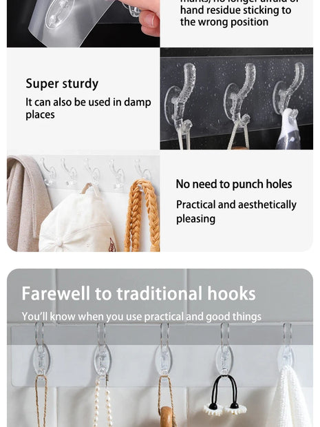 6 Row Multipurpose Hooks Nail-free Wall Hook