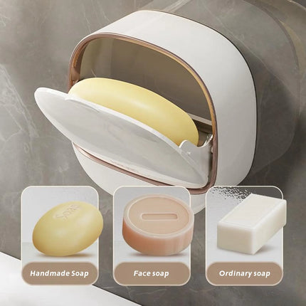 Wall-Mounted Soap Holder with Lid | No Drill | Fast Drain